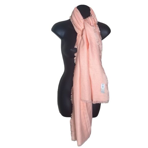 A new day knit raw hem coral/peach large scarf vibrant fun standout - Picture 1 of 4